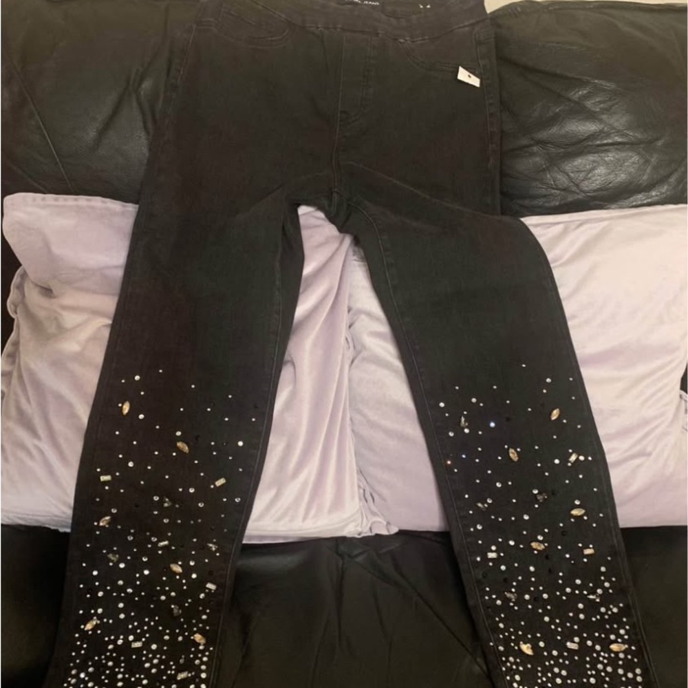 Black Jeans with Rhinestone Embellishments